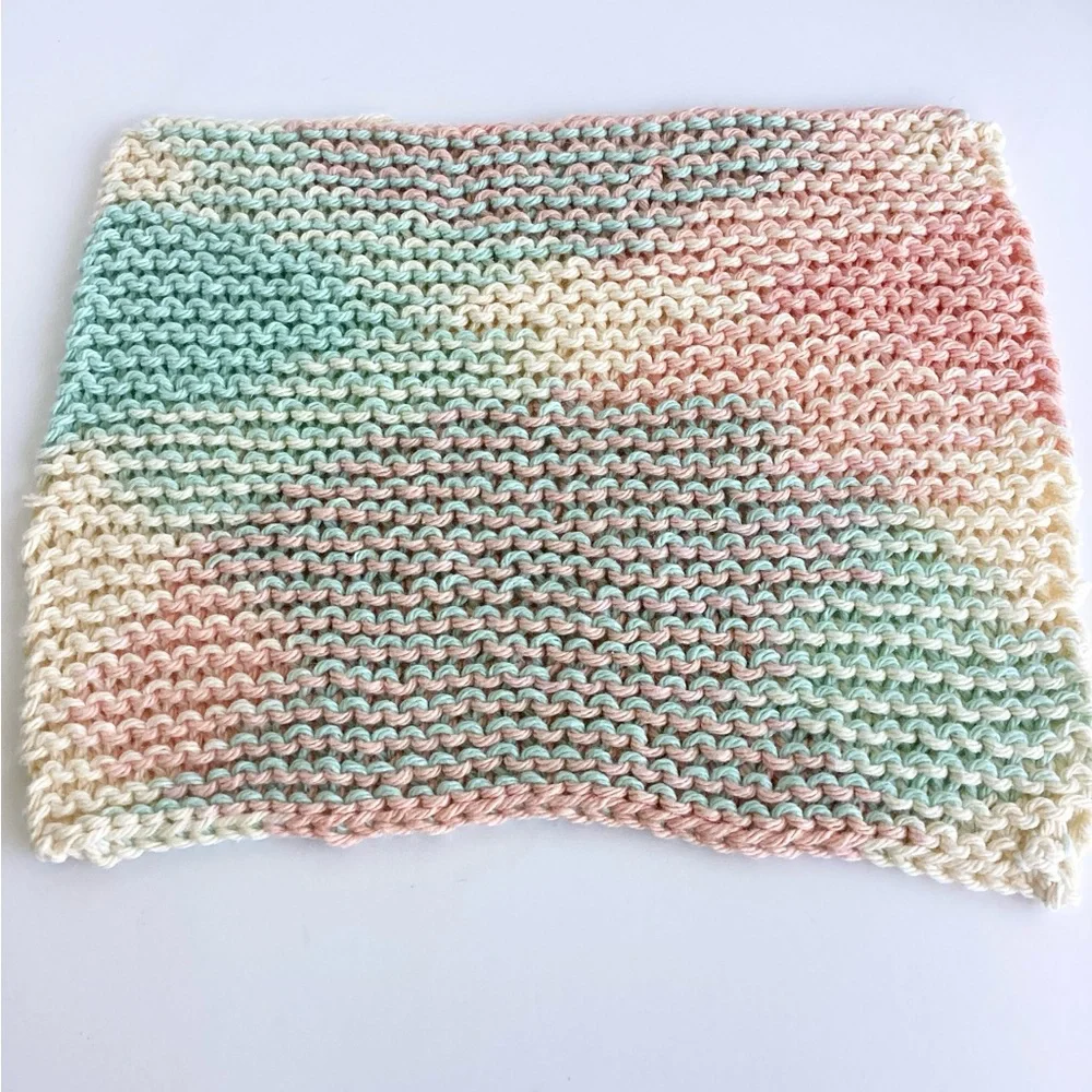 Baby Bib Set Hand Crafted Washcloth Cotton Yellow Green Unisex Floral Knit